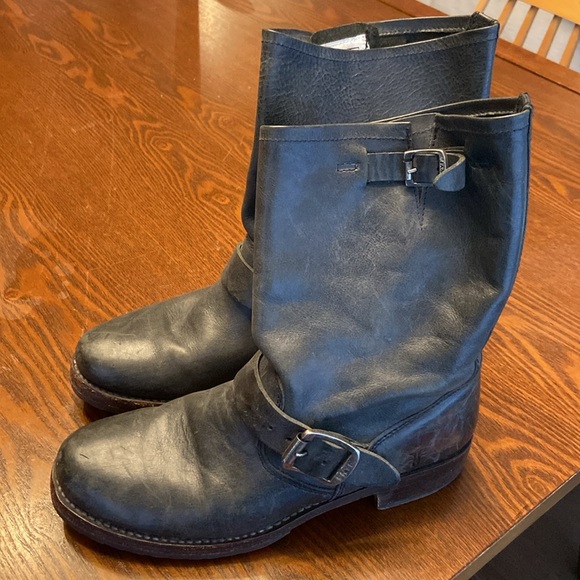 Frye Veronica Short Engineer Biker Mid Calf Boot Distressed - Picture 3 of 13